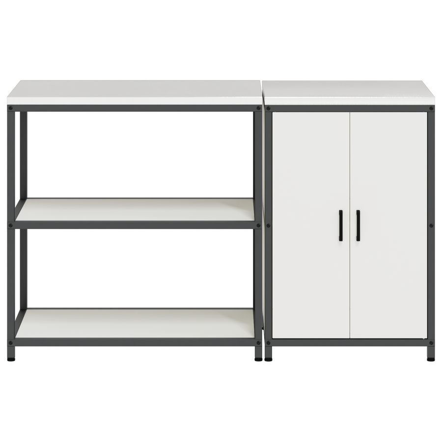 Keukenopslag set 2 pcs Wit 150 x 50 x 92 cm Koudgewalst staal