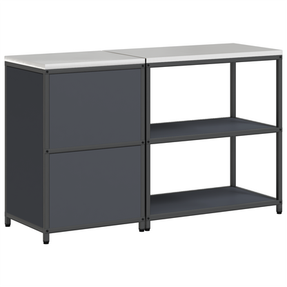 Keukenopslag set met plank met opslag met de deur Verstelbaar 2 pcs Antraciet 150 x 50 x 92 cm