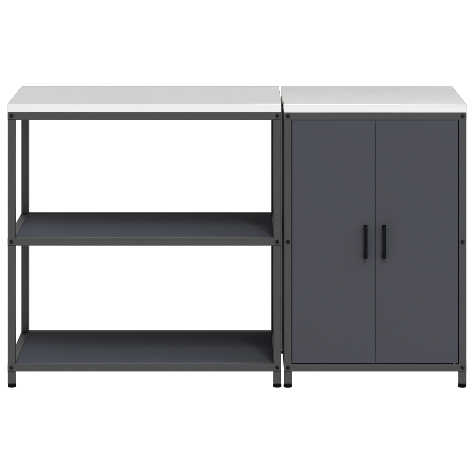 Keukenopslag set met plank met opslag met de deur Verstelbaar 2 pcs Antraciet 150 x 50 x 92 cm