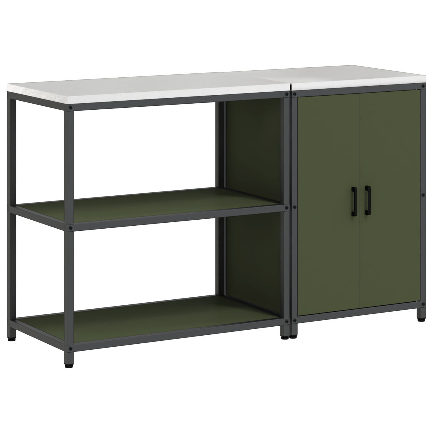 Keukenopslag set met plank met opslag met de deur Verstelbaar 2 pcs Olijf Groen 150 x 50 x 92 cm