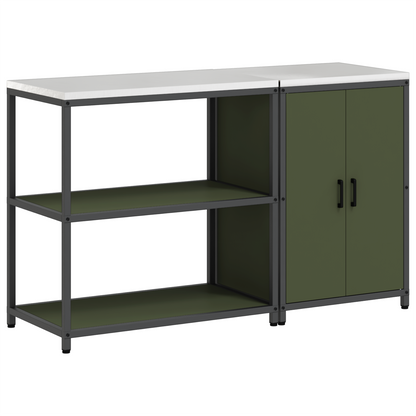 Keukenopslag set met plank met opslag met de deur Verstelbaar 2 pcs Olijf Groen 150 x 50 x 92 cm