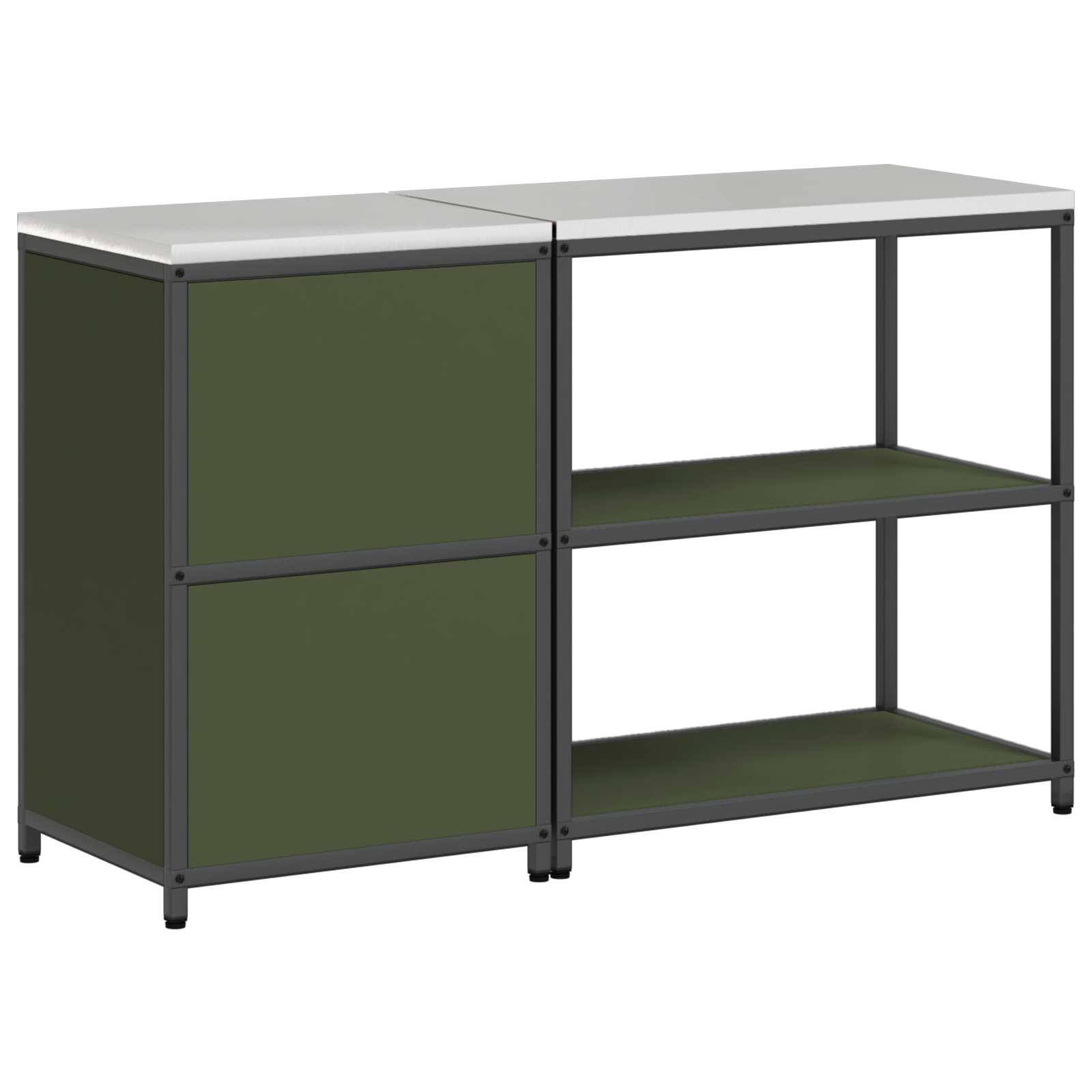 Keukenopslag set met plank met opslag met de deur Verstelbaar 2 pcs Olijf Groen 150 x 50 x 92 cm