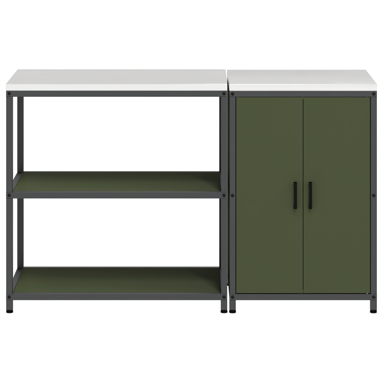 Keukenopslag set met plank met opslag met de deur Verstelbaar 2 pcs Olijf Groen 150 x 50 x 92 cm