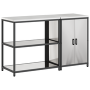 Kitchen storage set with shelf 2 pcs Silver Stainless steel