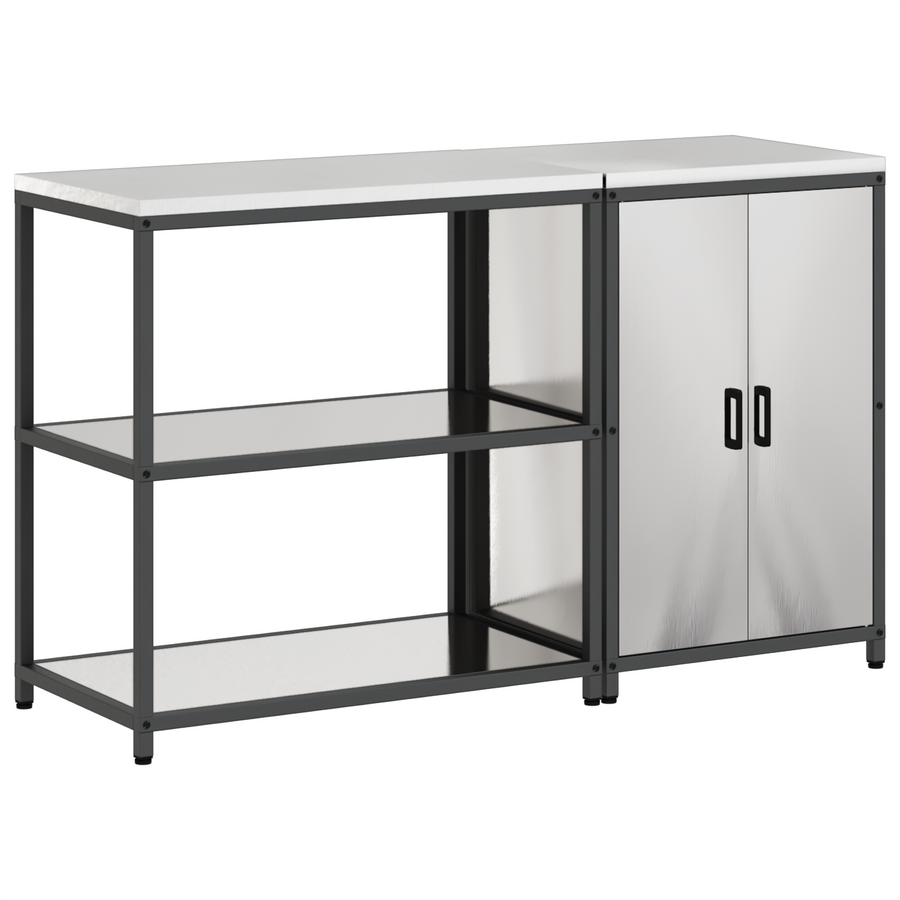 Keukenopslag set 2 pcs Zilver 150 x 50 x 92 cm Roestvrij staal