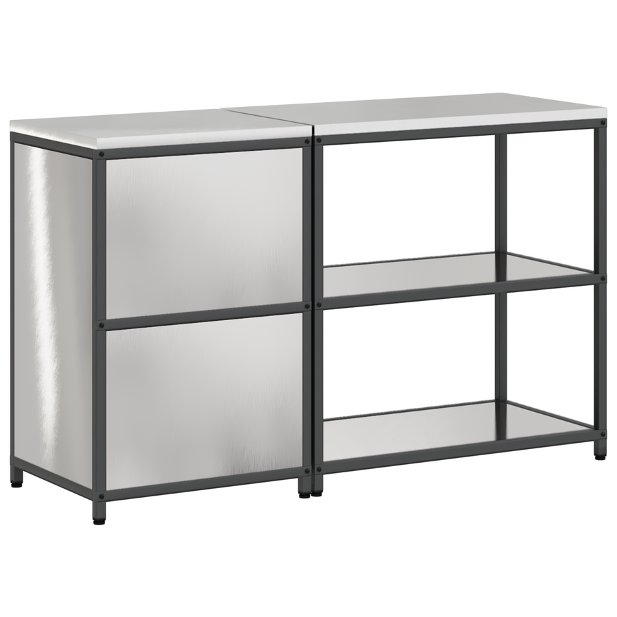 Keukenopslag set 2 pcs Zilver 150 x 50 x 92 cm Roestvrij staal