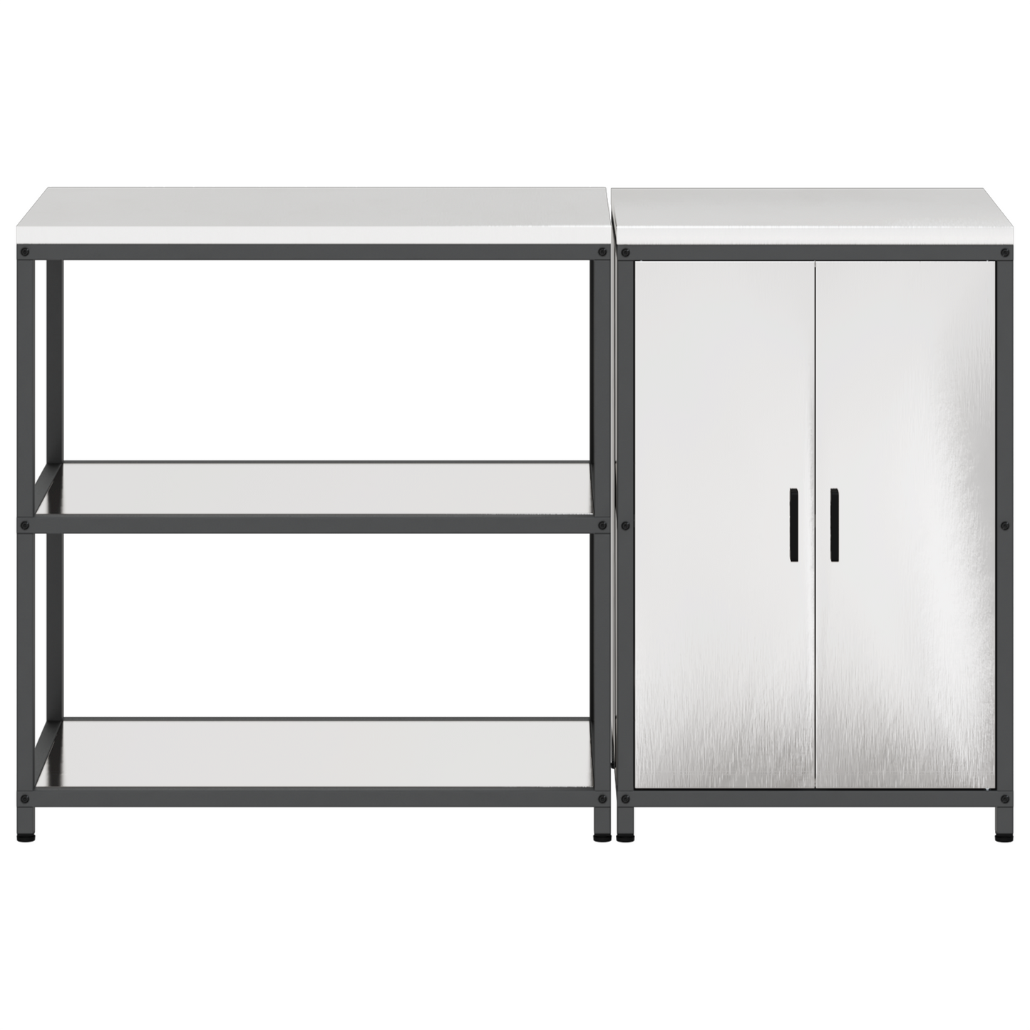 Keukenopslag set 2 pcs Zilver 150 x 50 x 92 cm Roestvrij staal