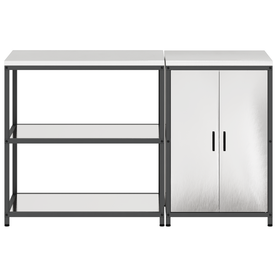 Keukenopslag set 2 pcs Zilver 150 x 50 x 92 cm Roestvrij staal