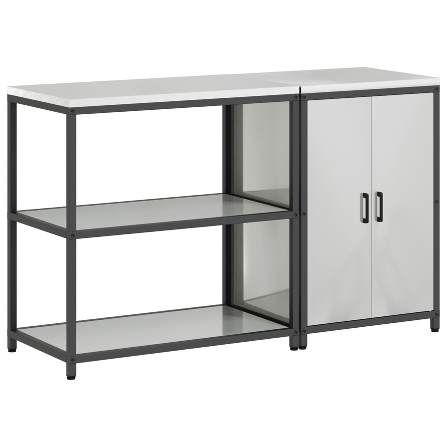 Keukenopslag set met plank met opslag met de deur Verstelbaar 2 pcs Zilver 150 x 50 x 92 cm