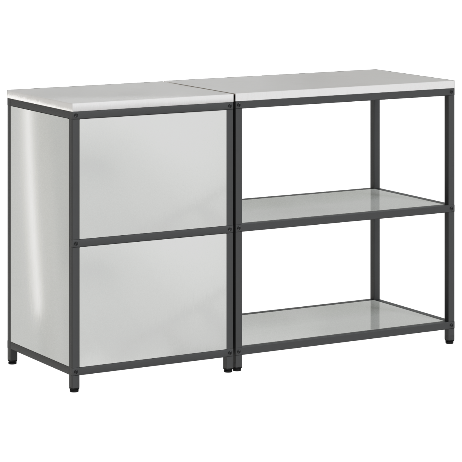 Keukenopslag set met plank met opslag met de deur Verstelbaar 2 pcs Zilver 150 x 50 x 92 cm