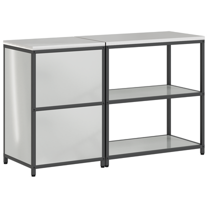 Keukenopslag set met plank met opslag met de deur Verstelbaar 2 pcs Zilver 150 x 50 x 92 cm