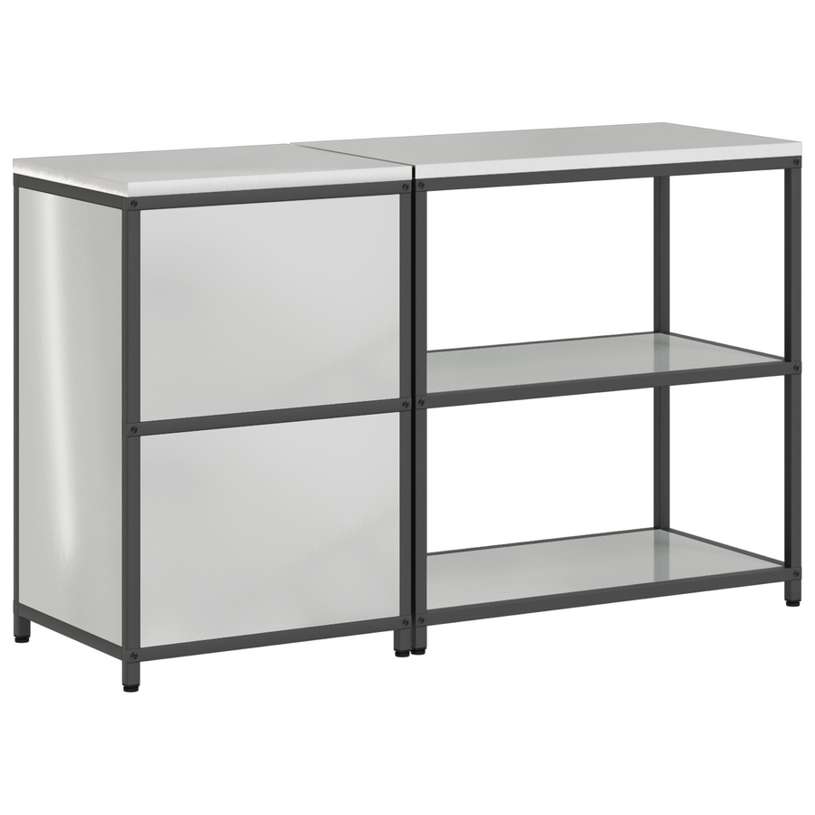 Keukenopslag set met plank met opslag met de deur Verstelbaar 2 pcs Zilver 150 x 50 x 92 cm