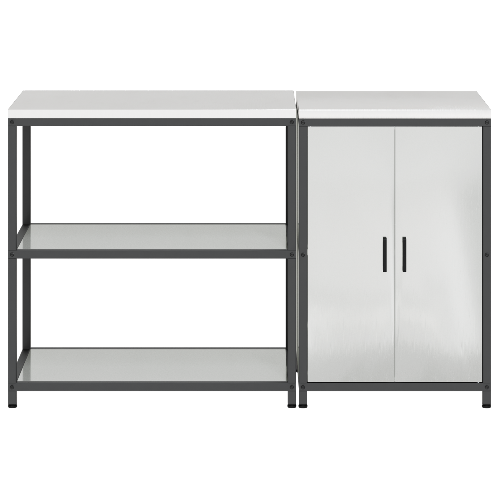 Keukenopslag set met plank met opslag met de deur Verstelbaar 2 pcs Zilver 150 x 50 x 92 cm