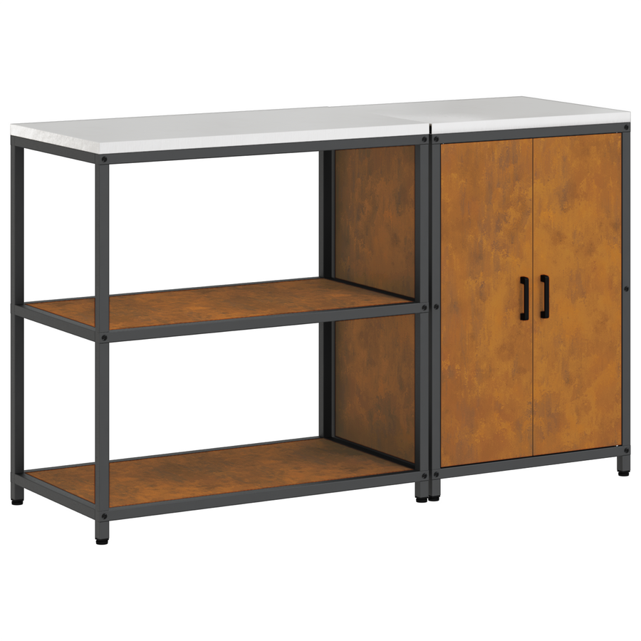 Keukenopslag set 2 pcs Roestig 150 x 50 x 92 cm Cortenstaal