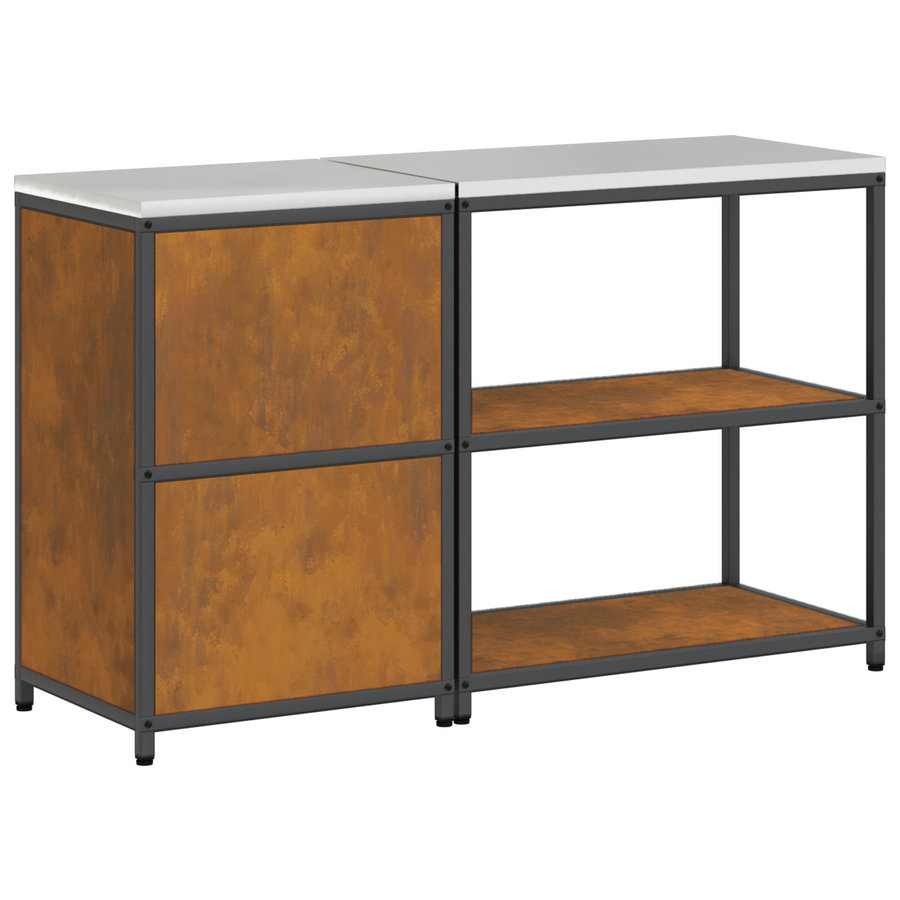 Keukenopslag set 2 pcs Roestig 150 x 50 x 92 cm Cortenstaal