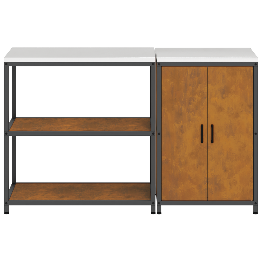 Keukenopslag set 2 pcs Roestig 150 x 50 x 92 cm Cortenstaal