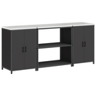 Kitchen storage set with shelf 3 pcs Black Cold-rolled steel