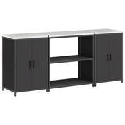Keukenopbergset 3 stuks 210x50x92 cm koudgewalst staal zwart
