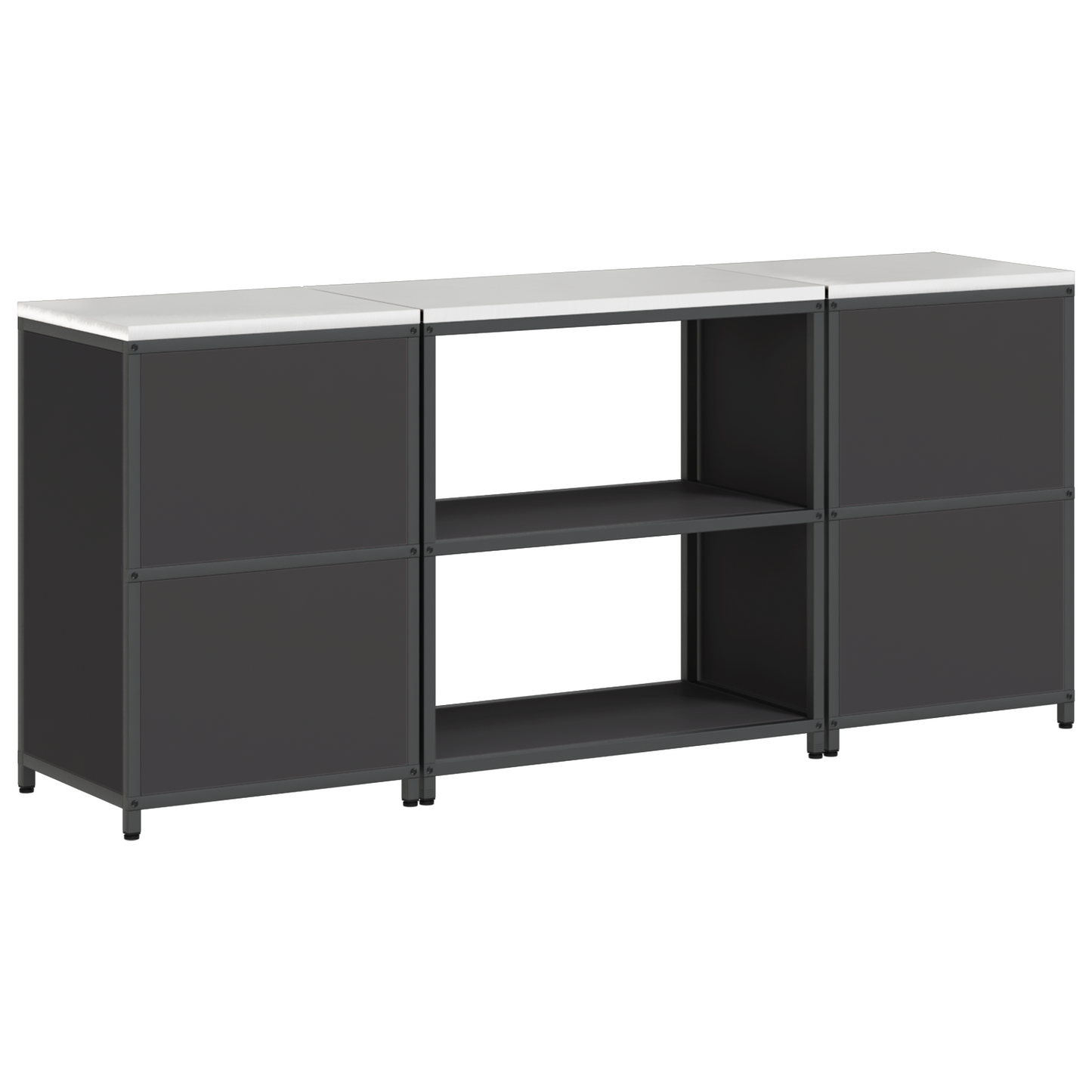 Keukenopslag set 3 pcs Zwart 210 x 50 x 92 cm Koudgewalst staal