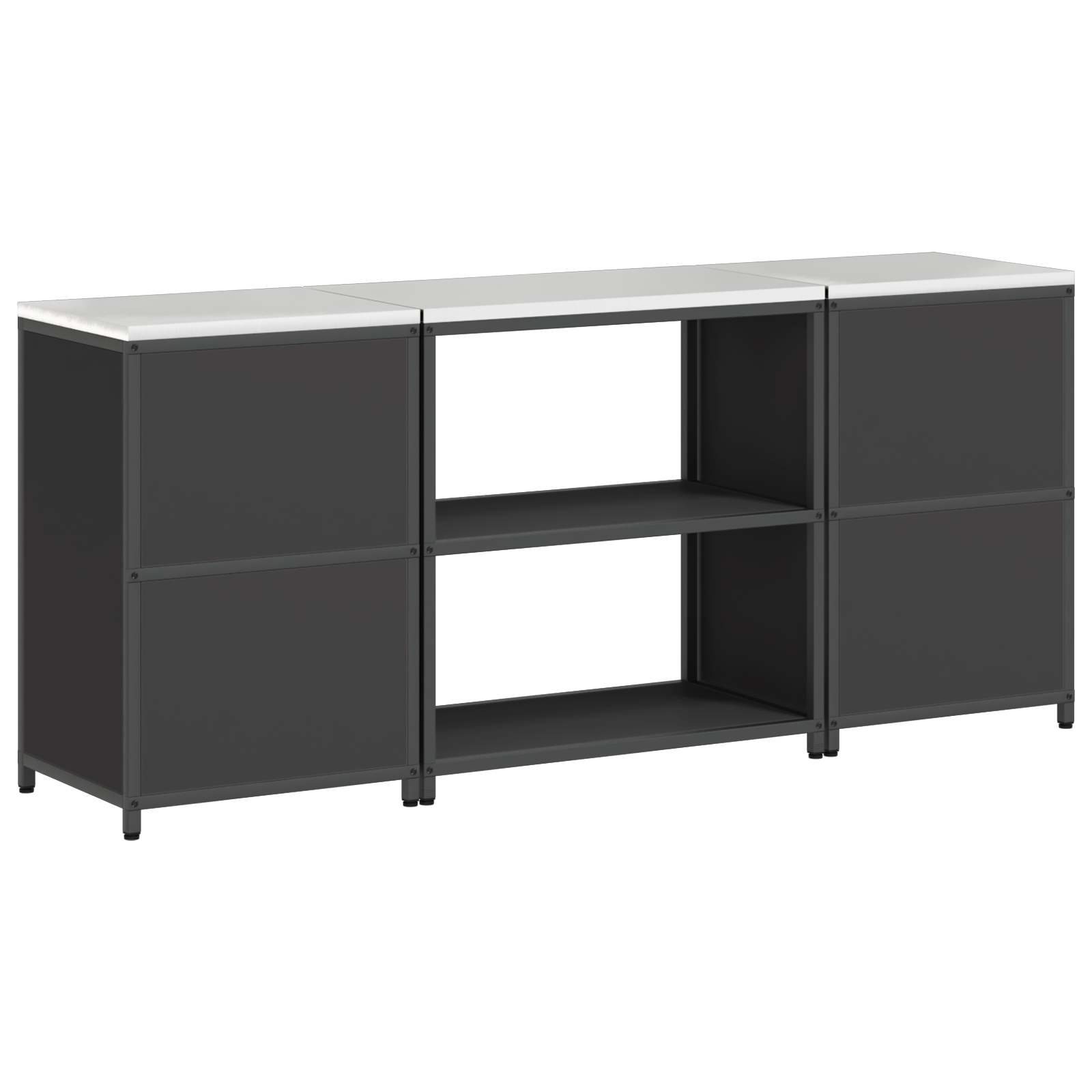 Keukenopslag set 3 pcs Zwart 210 x 50 x 92 cm Koudgewalst staal