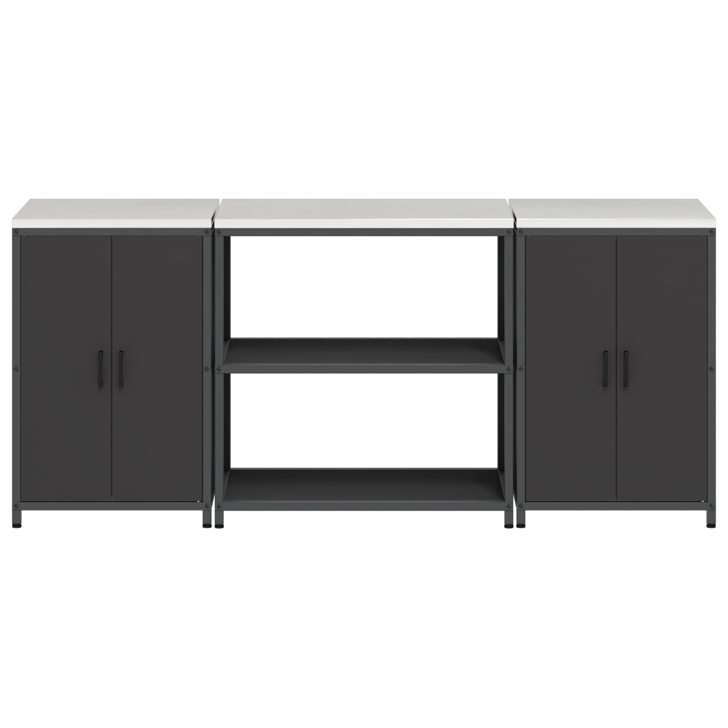 Keukenopslag set 3 pcs Zwart 210 x 50 x 92 cm Koudgewalst staal
