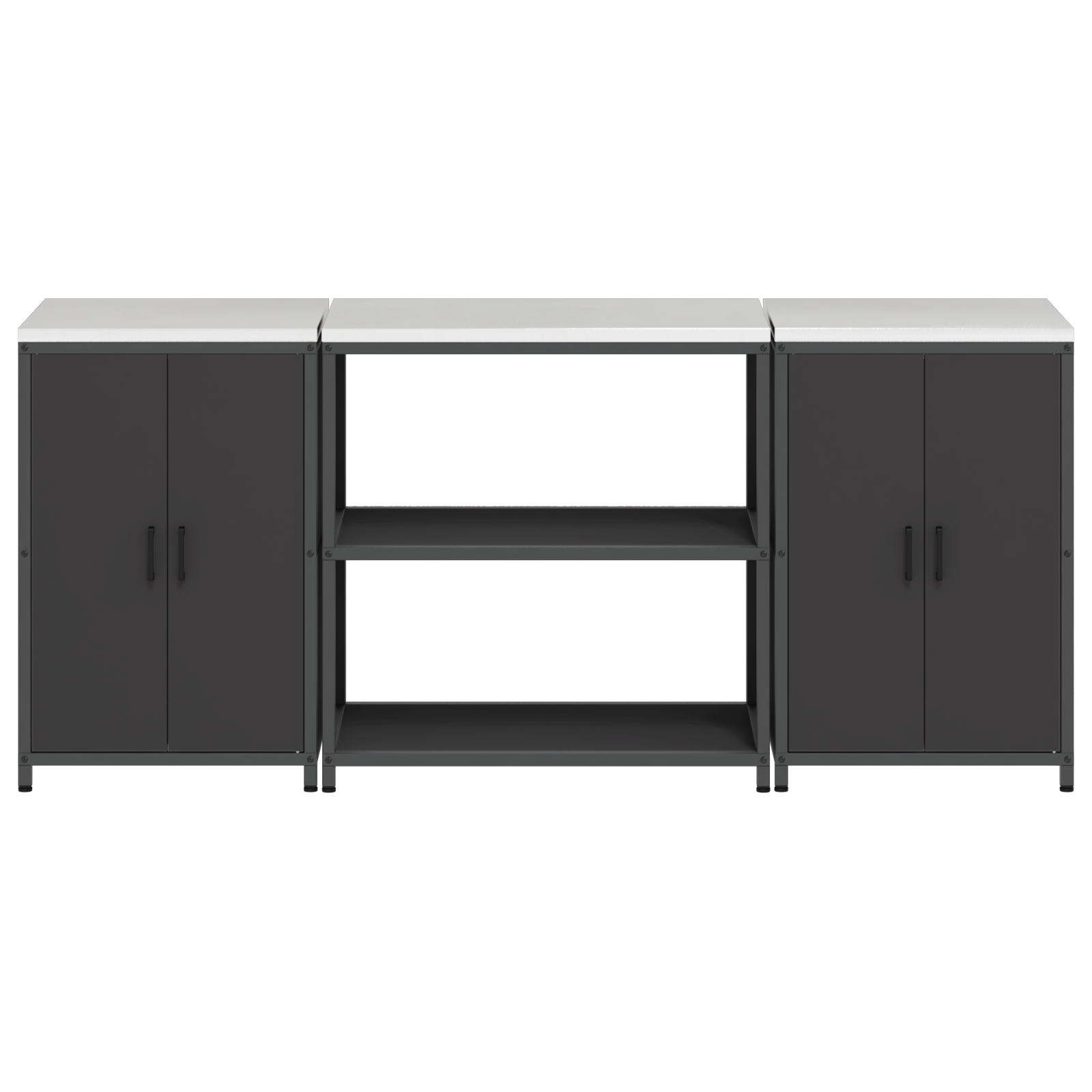Keukenopslag set 3 pcs Zwart 210 x 50 x 92 cm Koudgewalst staal