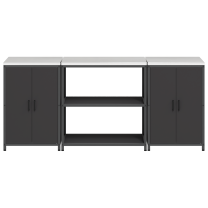 Keukenopslag set 3 pcs Zwart 210 x 50 x 92 cm Koudgewalst staal