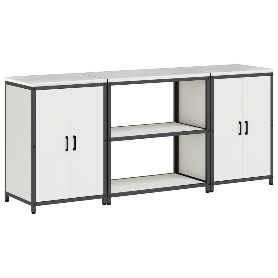 Keukenopslag set 3 pcs Wit 210 x 50 x 92 cm Koudgewalst staal