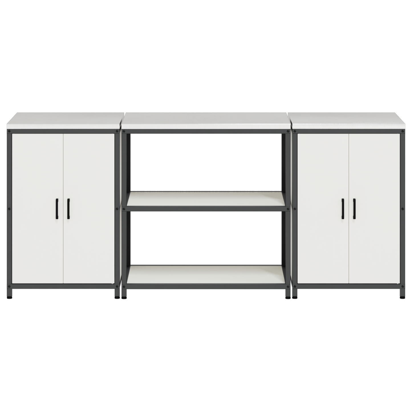 Keukenopslag set 3 pcs Wit 210 x 50 x 92 cm Koudgewalst staal
