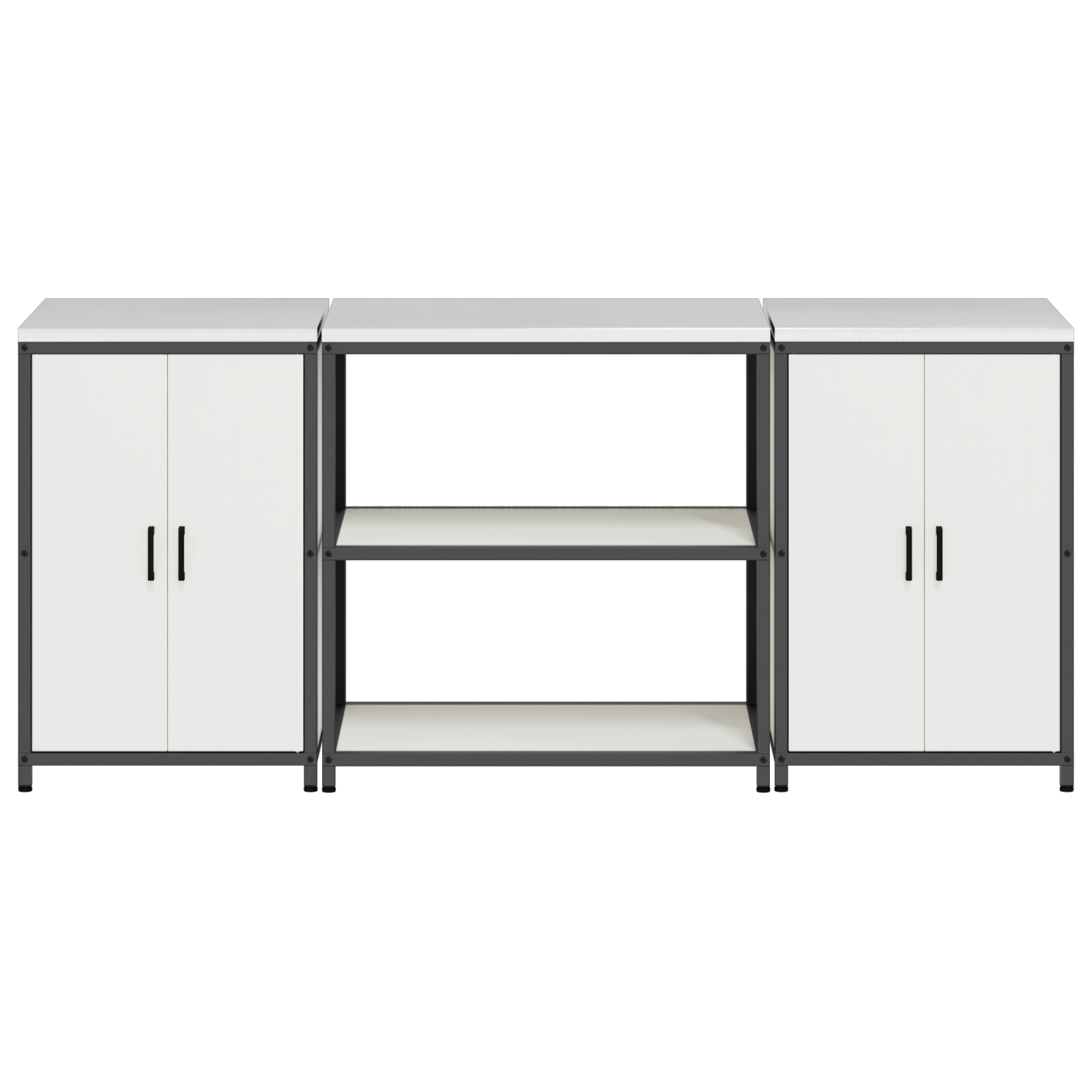 Keukenopslag set 3 pcs Wit 210 x 50 x 92 cm Koudgewalst staal