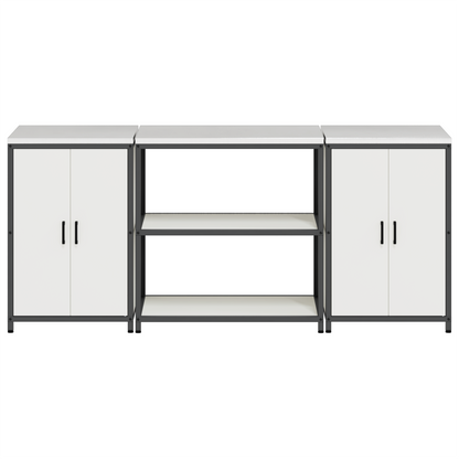 Keukenopslag set 3 pcs Wit 210 x 50 x 92 cm Koudgewalst staal