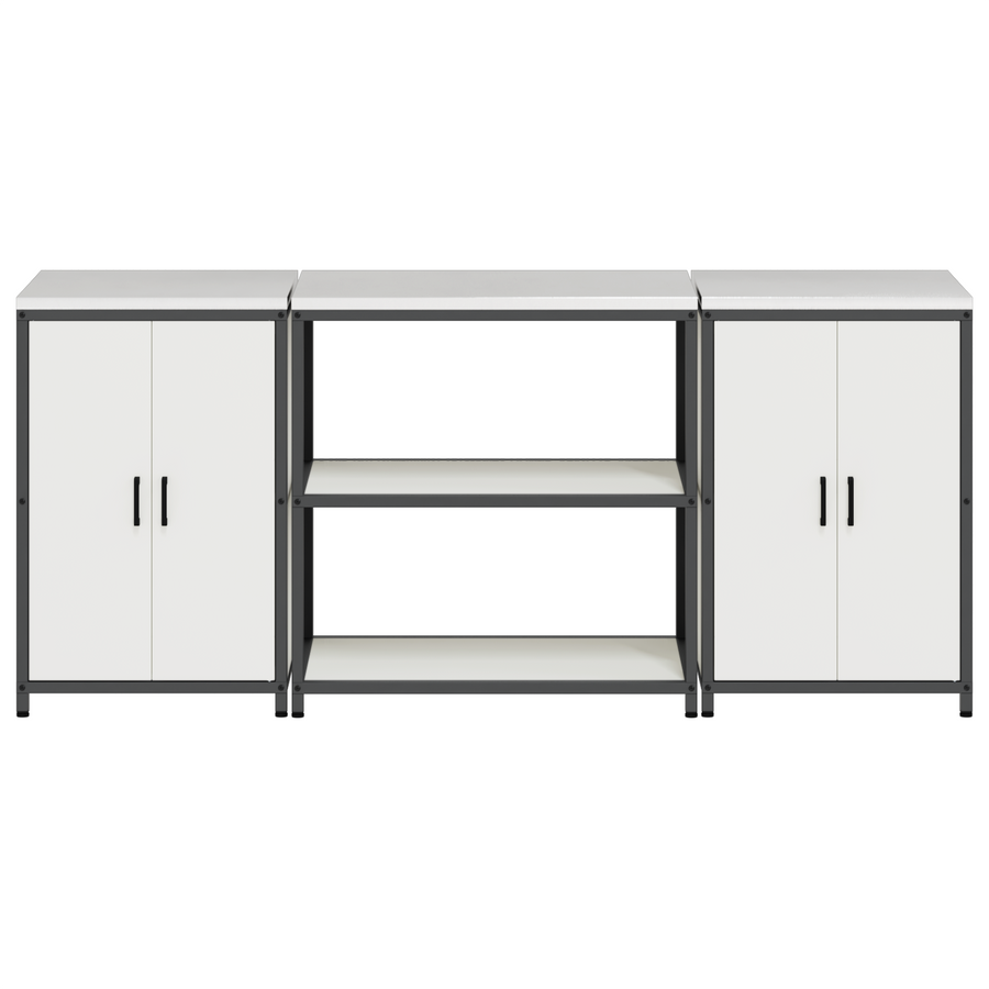 Keukenopslag set 3 pcs Wit 210 x 50 x 92 cm Koudgewalst staal