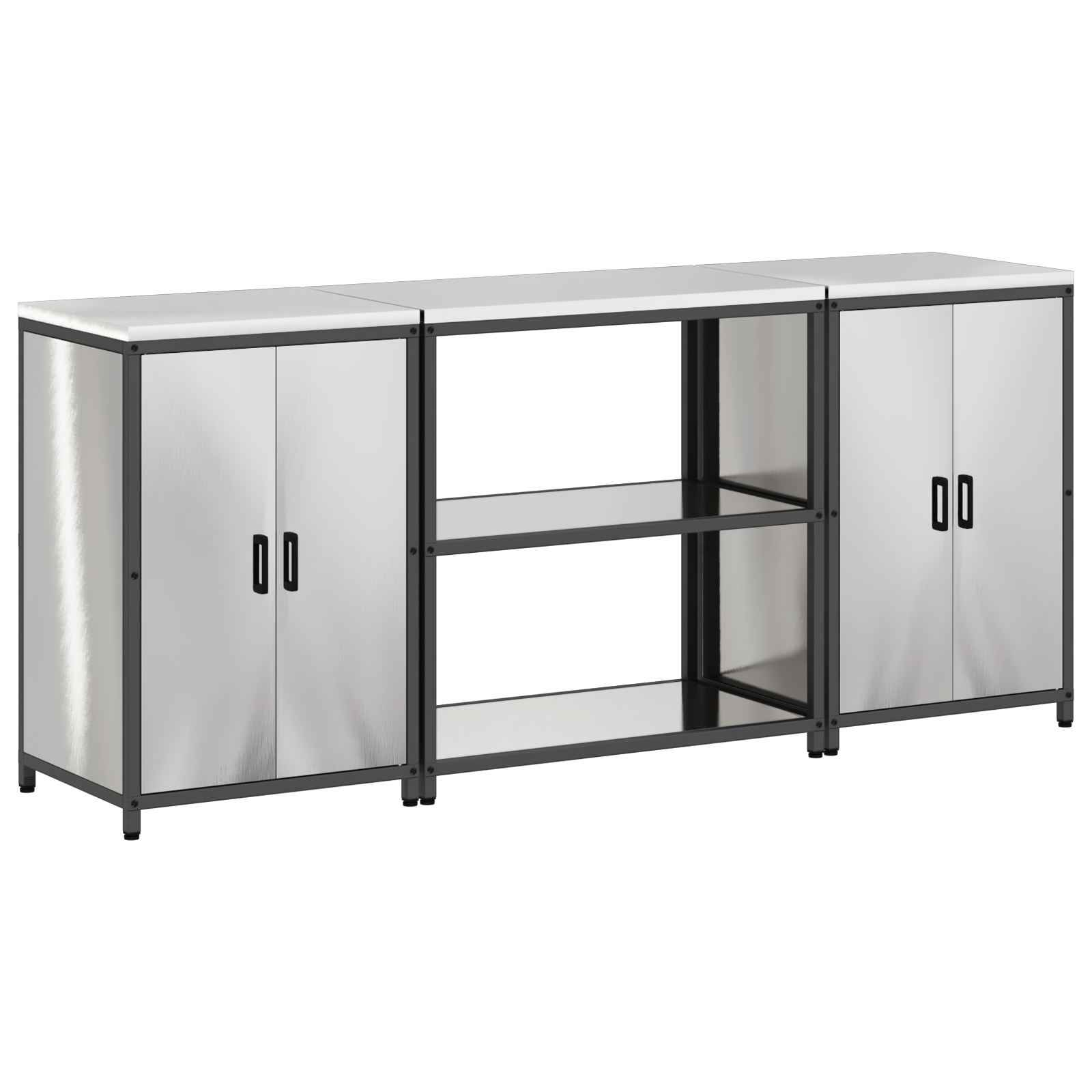 Keukenopslag set 3 pcs Zilver 210 x 50 x 92 cm Roestvrij staal