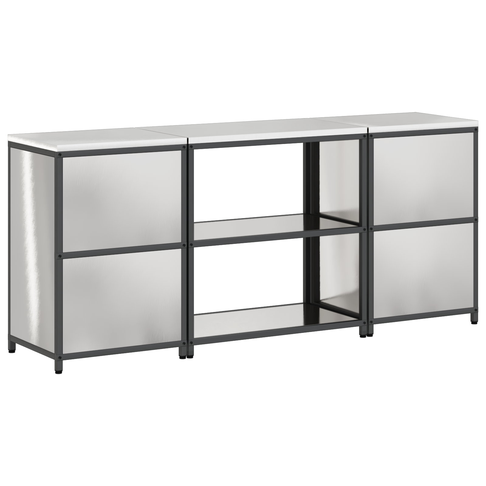 Keukenopslag set 3 pcs Zilver 210 x 50 x 92 cm Roestvrij staal