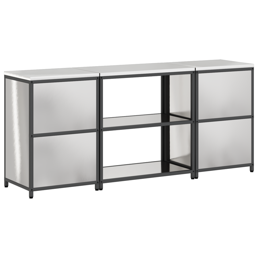 Keukenopslag set 3 pcs Zilver 210 x 50 x 92 cm Roestvrij staal