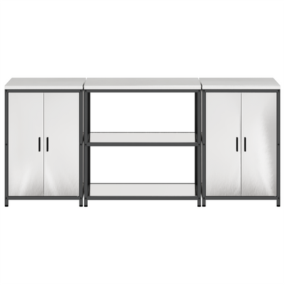 Keukenopslag set 3 pcs Zilver 210 x 50 x 92 cm Roestvrij staal