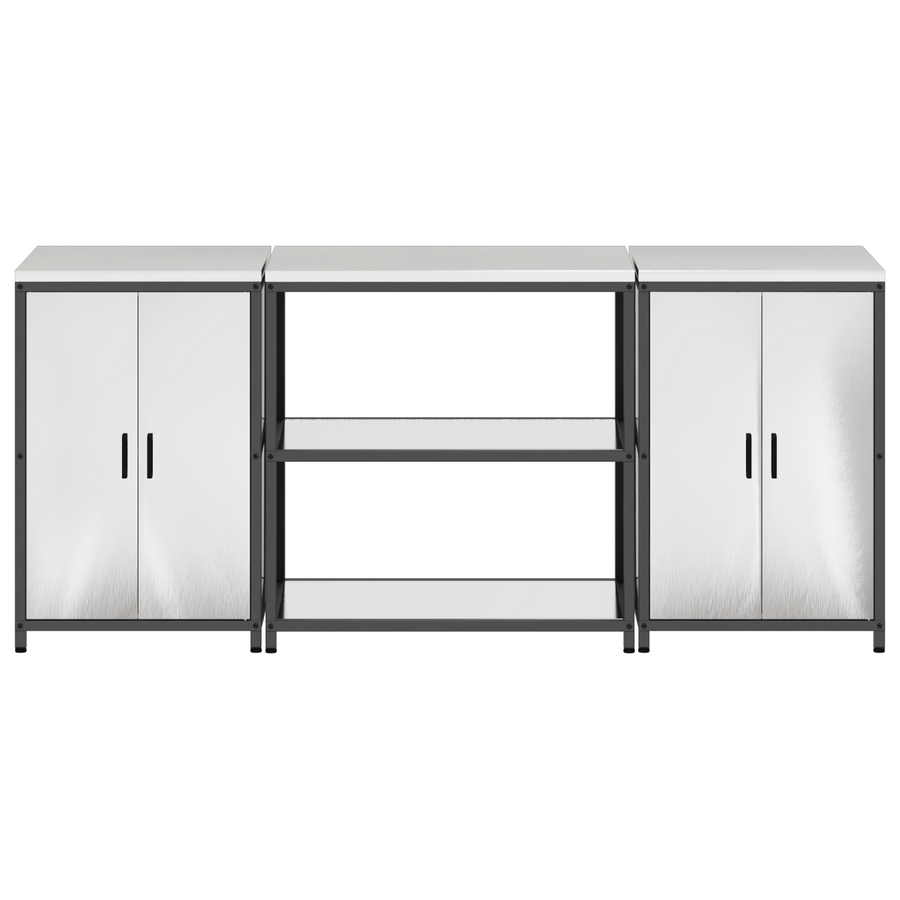 Keukenopslag set 3 pcs Zilver 210 x 50 x 92 cm Roestvrij staal