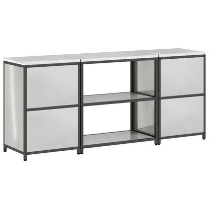 Keukenopslag set met plank met opslag met de deur 3 pcs Zilver 210 x 50 x 92 cm