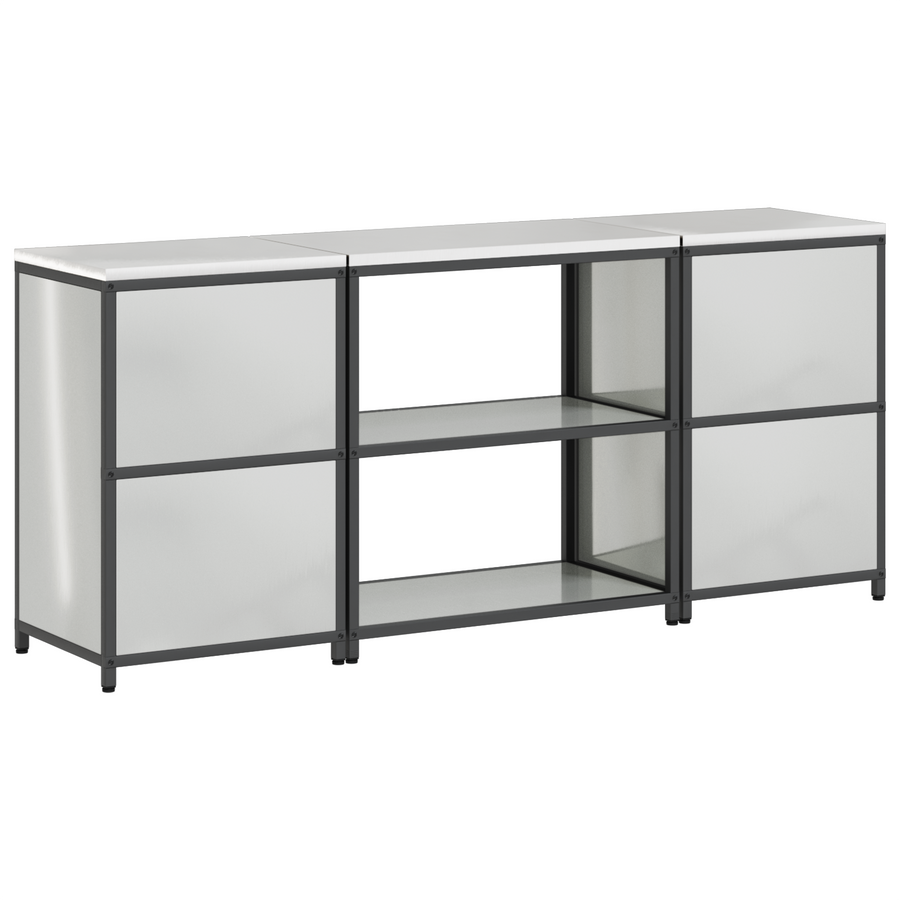 Keukenopslag set met plank met opslag met de deur 3 pcs Zilver 210 x 50 x 92 cm