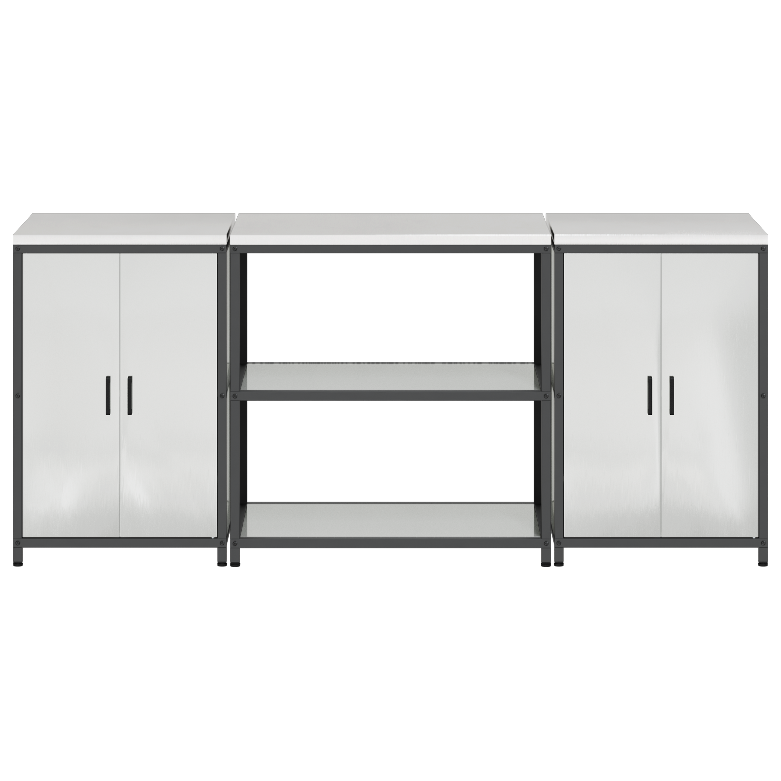 Keukenopslag set met plank met opslag met de deur 3 pcs Zilver 210 x 50 x 92 cm