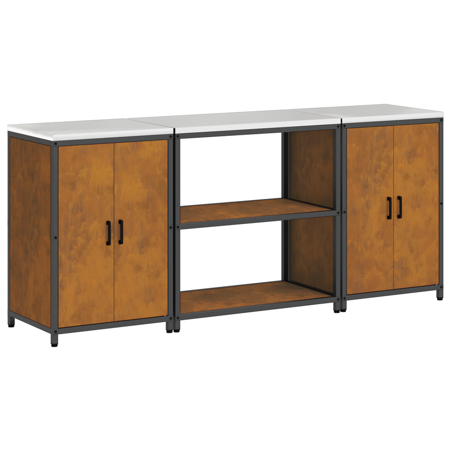 Keukenopslag set 3 pcs Roestig 210 x 50 x 92 cm Cortenstaal