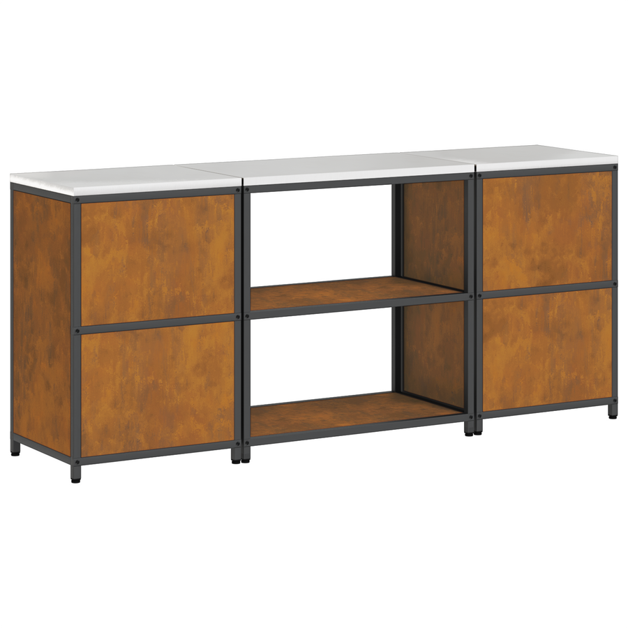 Keukenopslag set 3 pcs Roestig 210 x 50 x 92 cm Cortenstaal