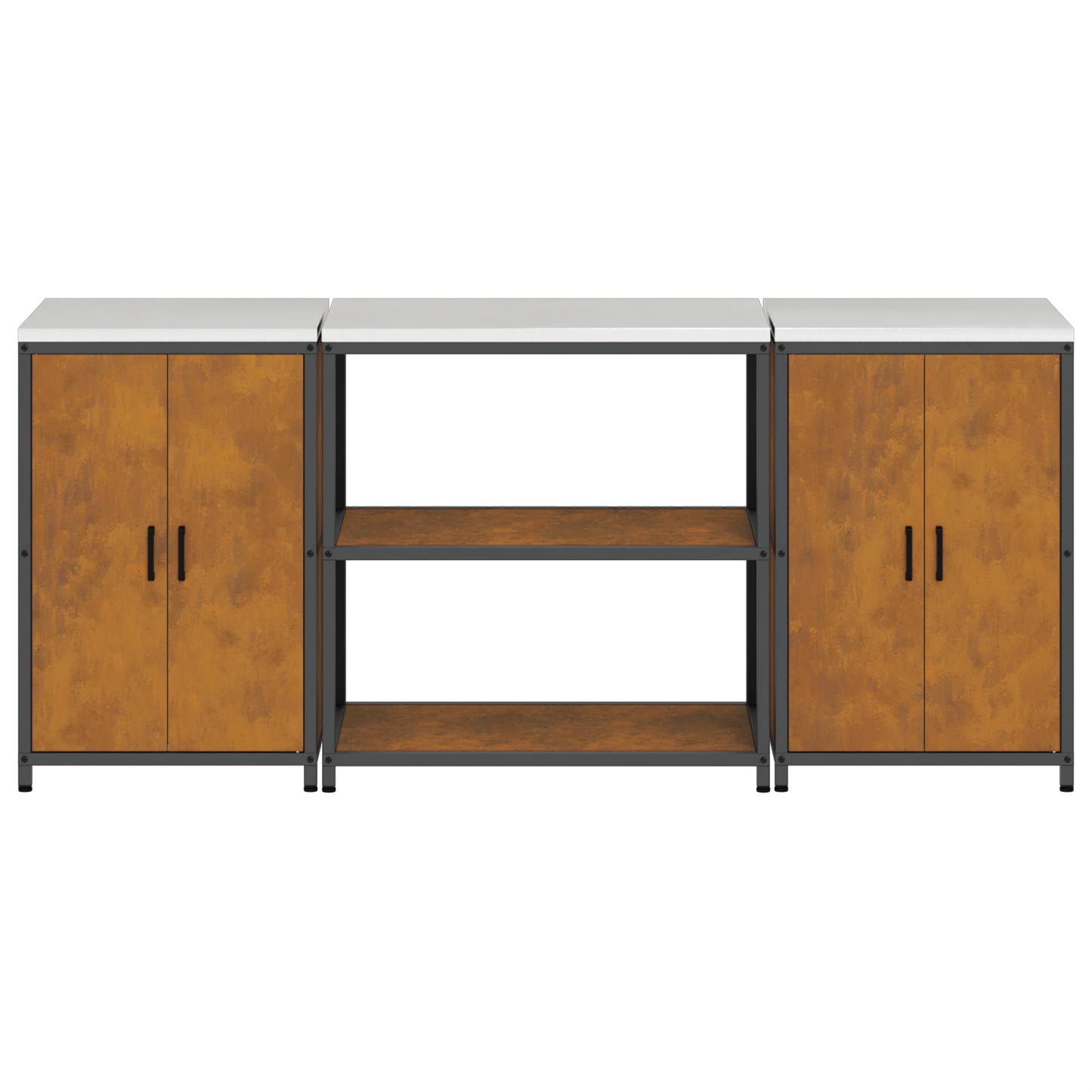 Keukenopslag set 3 pcs Roestig 210 x 50 x 92 cm Cortenstaal