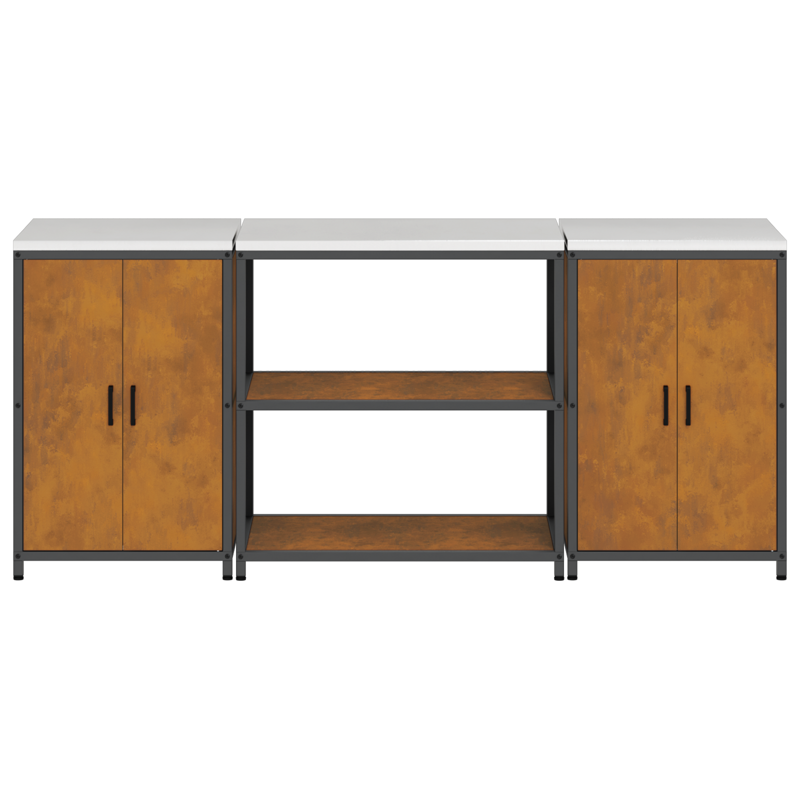 Keukenopslag set 3 pcs Roestig 210 x 50 x 92 cm Cortenstaal