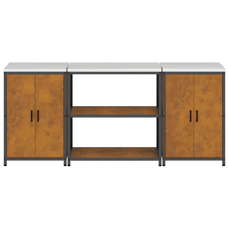 Keukenopslag set 3 pcs Roestig 210 x 50 x 92 cm Cortenstaal
