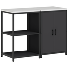 Kitchen storage set with shelf 2 pcs Black Cold-rolled steel