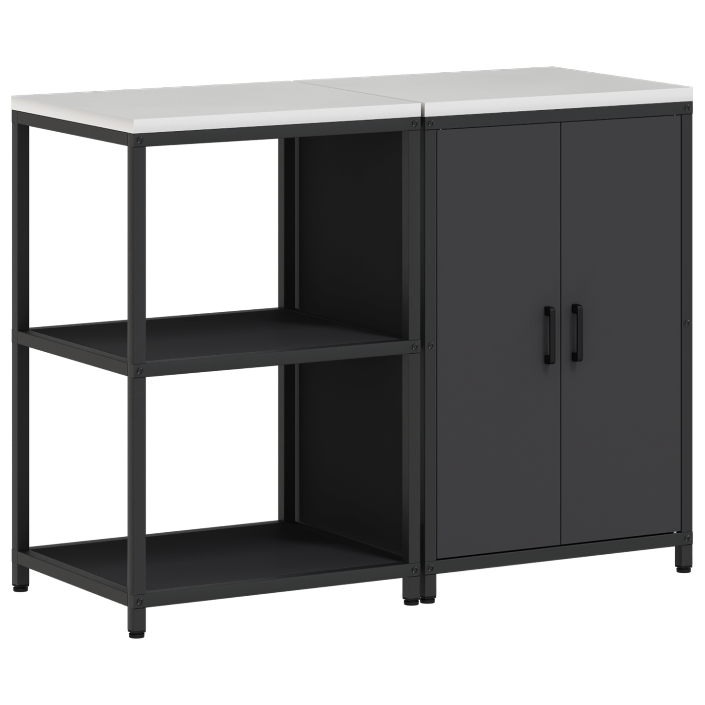 Keukenopslag set 2 pcs Zwart 120 x 50 x 92 cm Koudgewalst staal