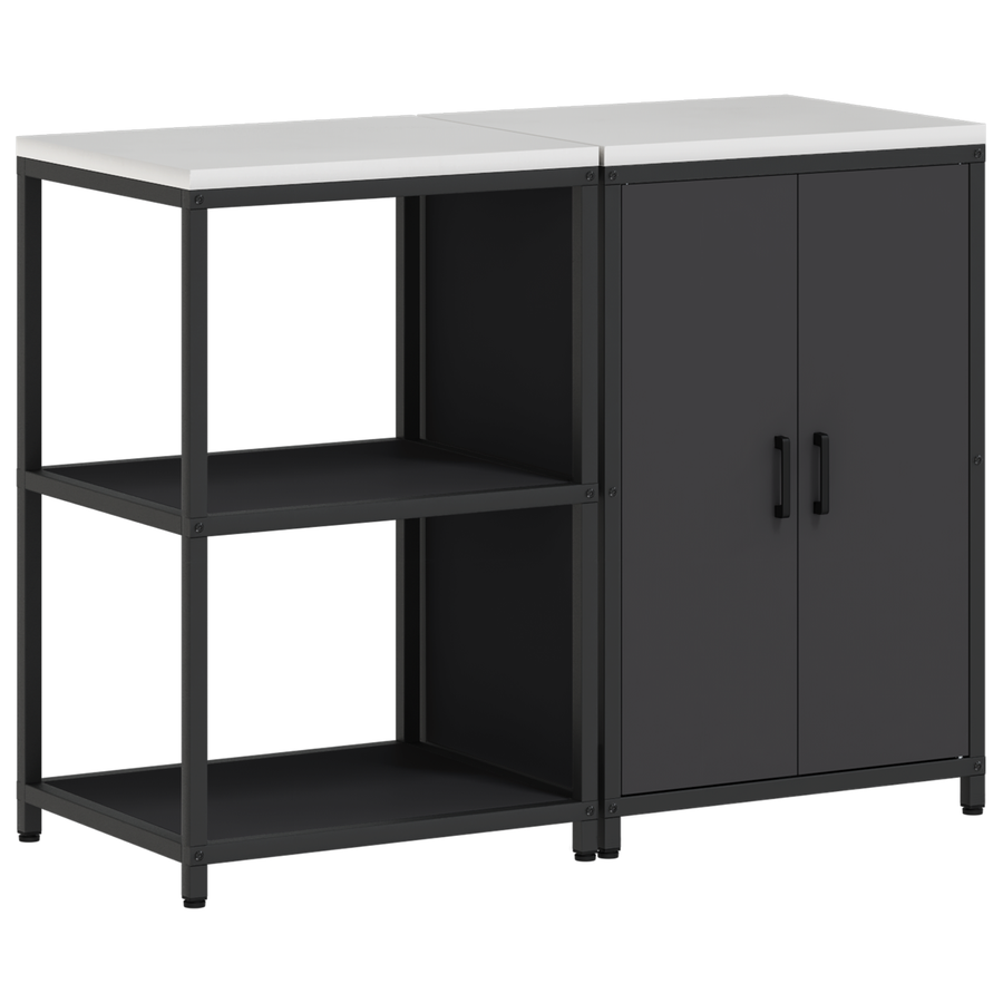 Keukenopslag set 2 pcs Zwart 120 x 50 x 92 cm Koudgewalst staal
