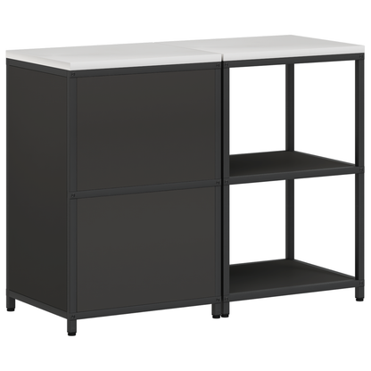 Keukenopslag set 2 pcs Zwart 120 x 50 x 92 cm Koudgewalst staal