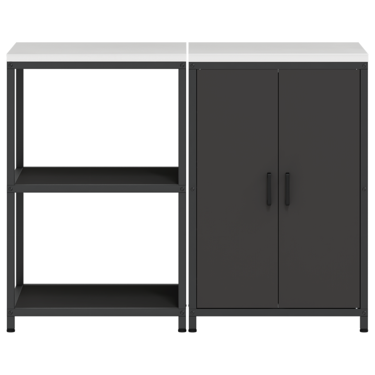 Keukenopslag set 2 pcs Zwart 120 x 50 x 92 cm Koudgewalst staal